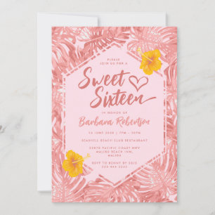 Convites Doce Floral Rosa Rosa-Rosa-Tropical Girly Dezessei