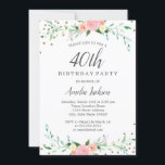 Convites Doce Floral Sparkle Confetti - aniversário de 40 a<br><div class="desc">Convites florais mais bonito na Loja Little Bayleigh!</div>