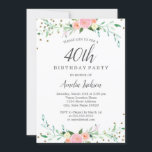 Convites Doce Floral Sparkle Confetti - aniversário de 40 a<br><div class="desc">Convites florais mais bonito na Loja Little Bayleigh!</div>