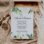 Convites Doce Floral Tropical Moderno Dezesseis Aniversário<br><div class="desc">Este convite de aniversário floral tropical moderno de dezesseis anos é perfeito para uma simples celebração da 16ª festa de aniversário. Essa design encantadora e atraente apresenta flores verdes e rosa deliciosas, bem arrumadas em quadros geométricos, evocando felicidade e beleza natural. Este convite pode ser usado para uma festa de...</div>