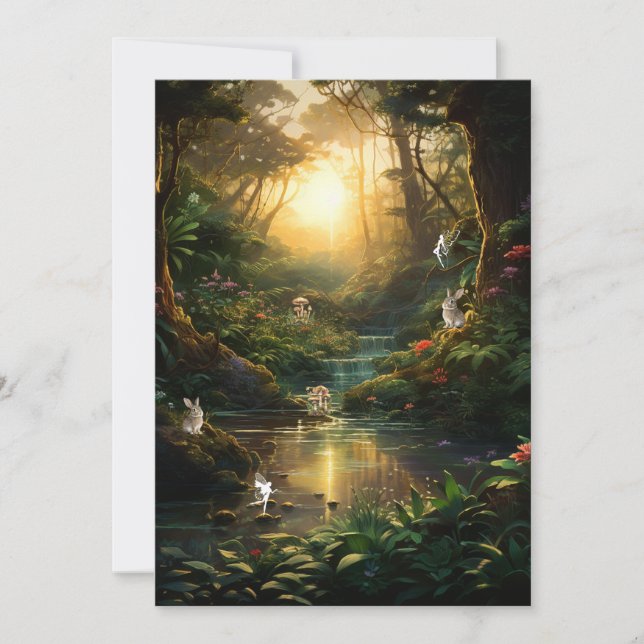 Convites Doce Floresta Encantada Rio Bunny Fada  (Frente)