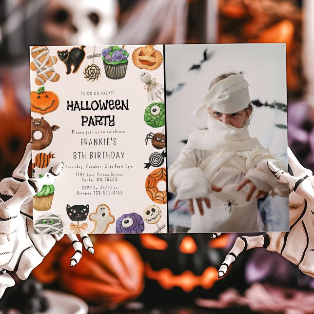 Convites Doce Foto de Halloween para Aniversário de Truque  (Criador carregado)