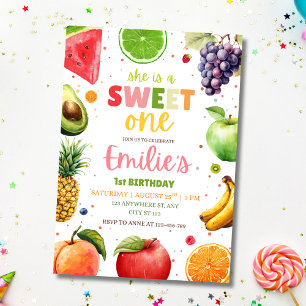 Convites Doce Fruta de 1º Aniversário Festa de Verão para M