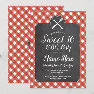 Convites Doce Gingham Chalk Vermelho, CHURRASCO 16