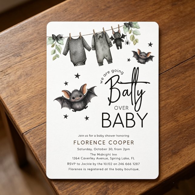 Convites Doce Halloween Batty Sobre Bebê | Chás de Bebê (Criador carregado)