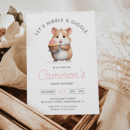 Convites Doce Hamster, Cupcake rosa Aniversário da Criança