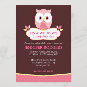 Convites Doce Hoot Owl Baby Shower - Rosa