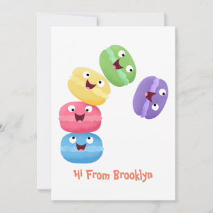 Convites Doce ilustração de desenho animado de macarons eng