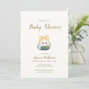 Convites Doce Kawaii Aquarela Laço Onigiri Baby Shower