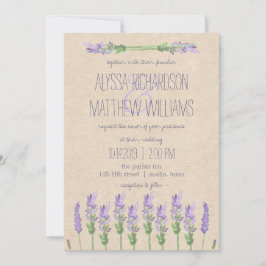 Convites Doce Lavanda Roxa no Casamento Kraft