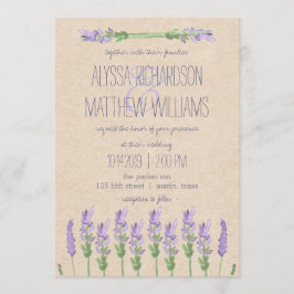 Convites Doce Lavanda Roxa no Casamento Kraft