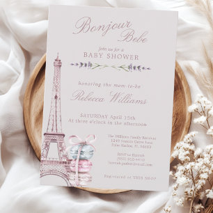 Convites Doce Macaron Bom Dia Bebê Paris Chá de Bebê