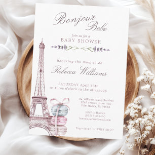 Convites Doce Macaron Bom Dia Bebê Paris Chá de Bebê