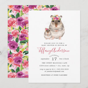 Convites Doce Mamãe e Bebê Mouse Floral Chã de Bebê