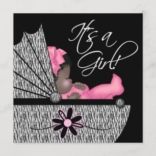 Convites Doce Menina Rosa, Chá de fraldas de Zebra Rosa, Co