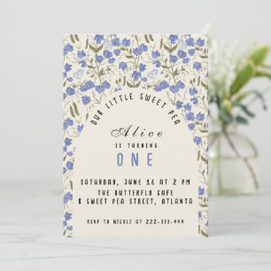 Convites Doce Menininha de ervilha no primeiro aniversário