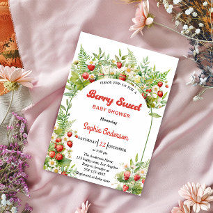 Convites Doce Morango Berry Sweet Chá de Bebê Floral