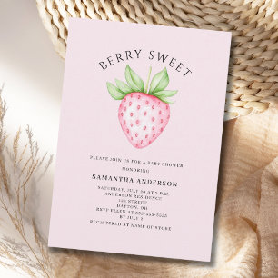 Convites Doce Morango Rosa Menina Baby Shower