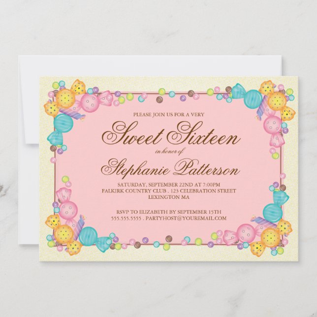 Convites Doce Muito Bonito Parecia Doce 16 Aniversário (Frente)