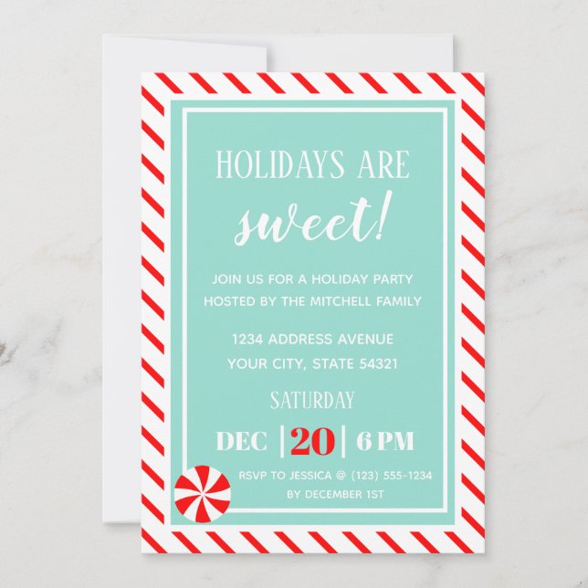 Convites Doce Natal | Festa de Natal de menta-menta (Frente)