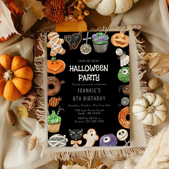 Convites Doce ou Travessura Aniversário de Halloween (Criador carregado)
