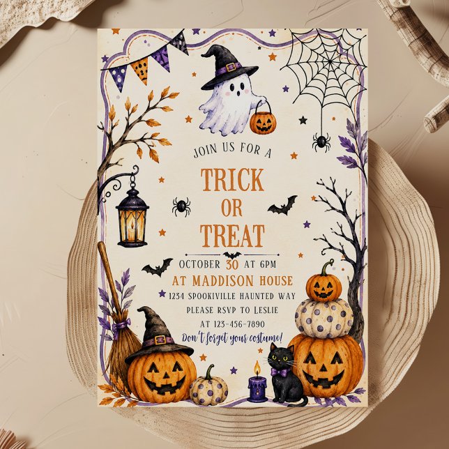 CONVITES DOCE OU TRAVESSURA FESTA DE HALLOWEEN FOFA (Criador carregado)