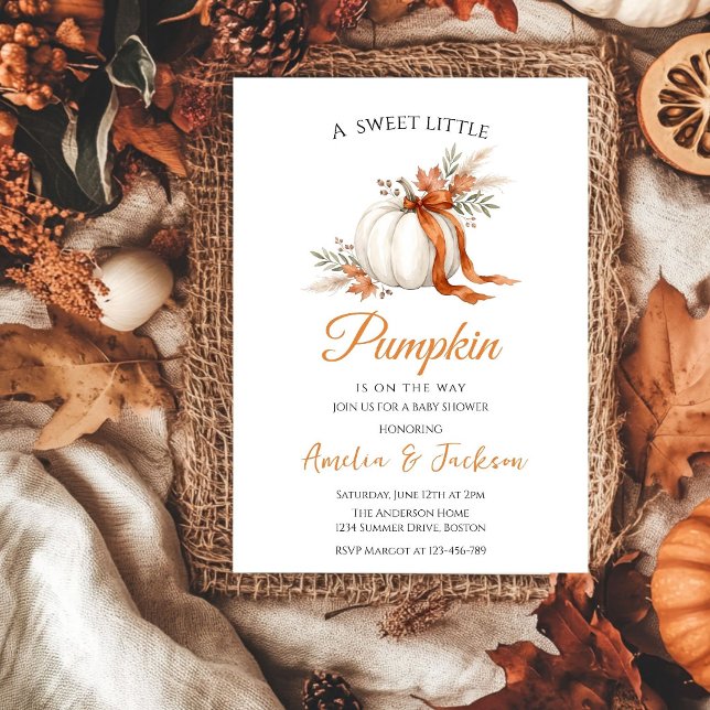 Convites Doce Outono Pequeno Pumpkin Baby Shower  (Criador carregado)