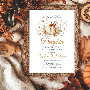 Convites Doce Outono Pequeno Pumpkin Baby Shower