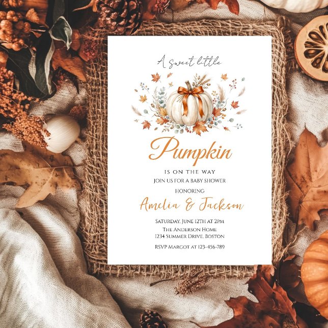 Convites Doce Outono Pequeno Pumpkin Baby Shower  (Criador carregado)