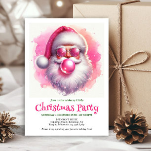 Convites Doce Papai Noel rosa chiclete aquarela Natal