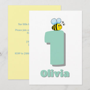 Convites Doce para Ser Um 1º Aniversário Abelha Bumble Fofa