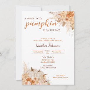Convites Doce Pequeno Chá de fraldas de outono de Abóbora