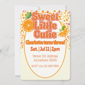 Convites Doce Pequeno Cutie Laranja Aniversário