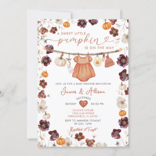 Convites Doce Pequeno Pumpkin Boho Bebê Chá de fraldas