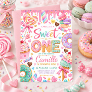 Convites Doce Primeiro Aniversário de Pastel