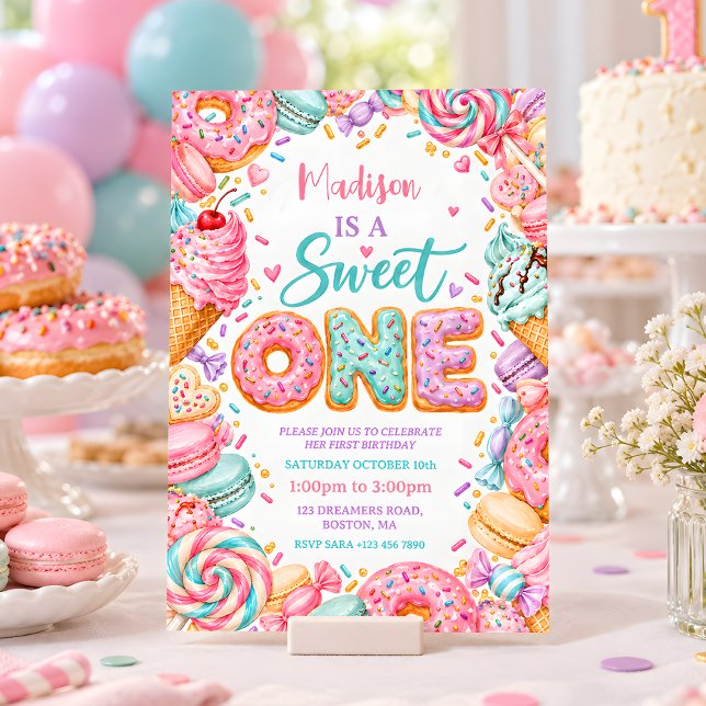 Convites Doce Primeiro Aniversário Donut (Criador carregado)