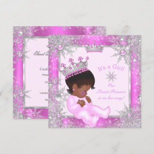 Convites Doce Princesa Churrasco Floco de Neve Rosa Étnico
