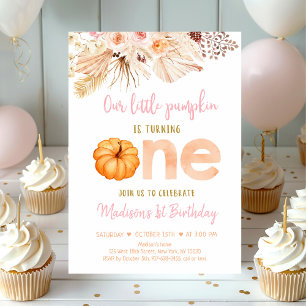 Convites Doce Pumpkin Boho Primeiro Aniversário