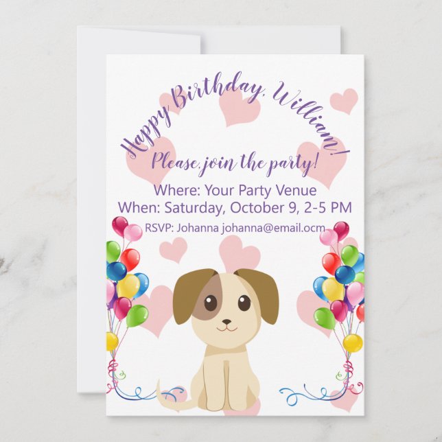 Convites Doce Puppy Birthday (Frente)