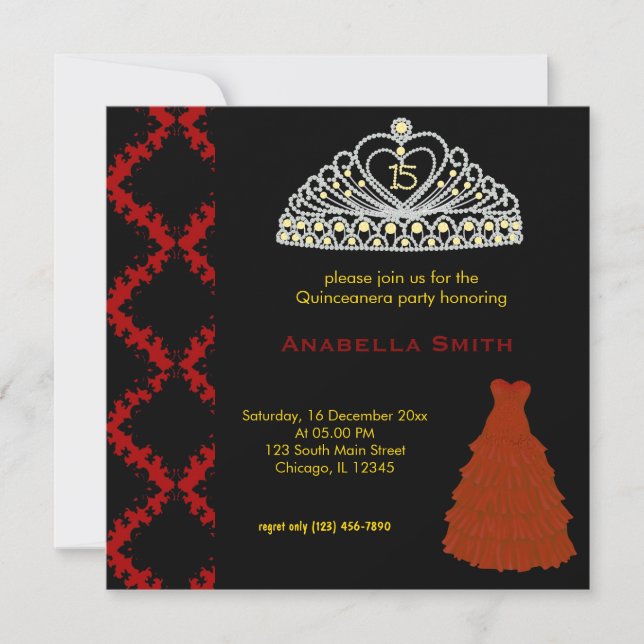 Convites Doce Quinceanera (Frente)