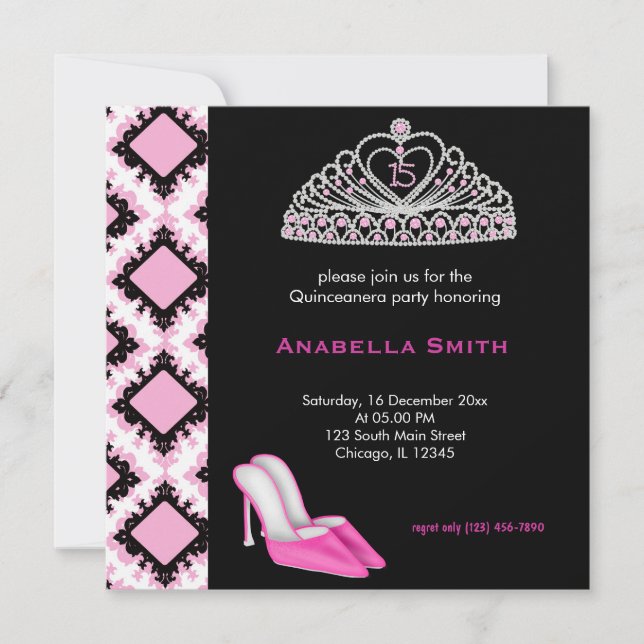 Convites Doce Quinceanera (Frente)