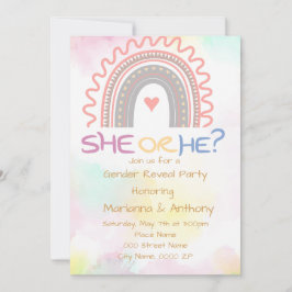 Convites Doce Rainbow Gender Reveal Party