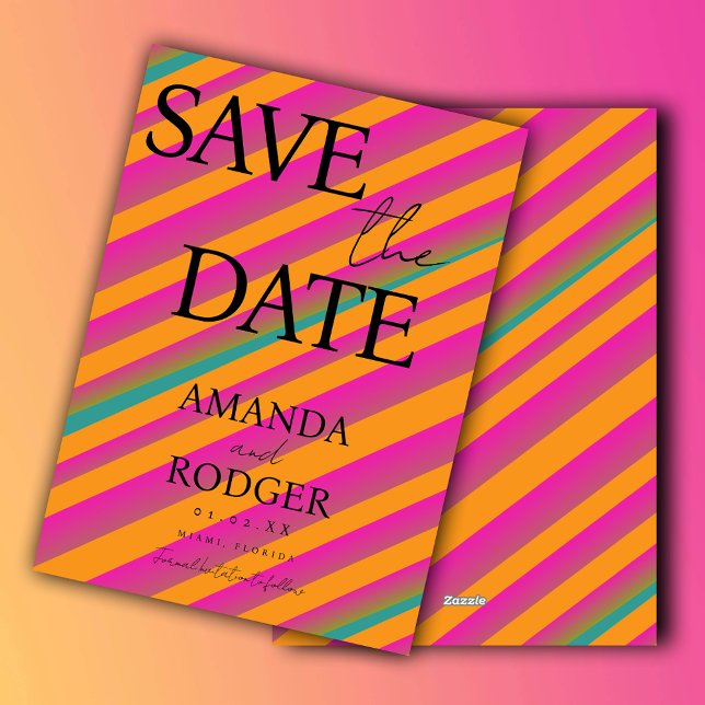 Convites Doce Retro Verde Rosa Geométrico Salvar a Data  (Criador carregado)
