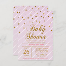 Convites Doce Rosa Bebê e Confetes Dourados | Chás de Bebê