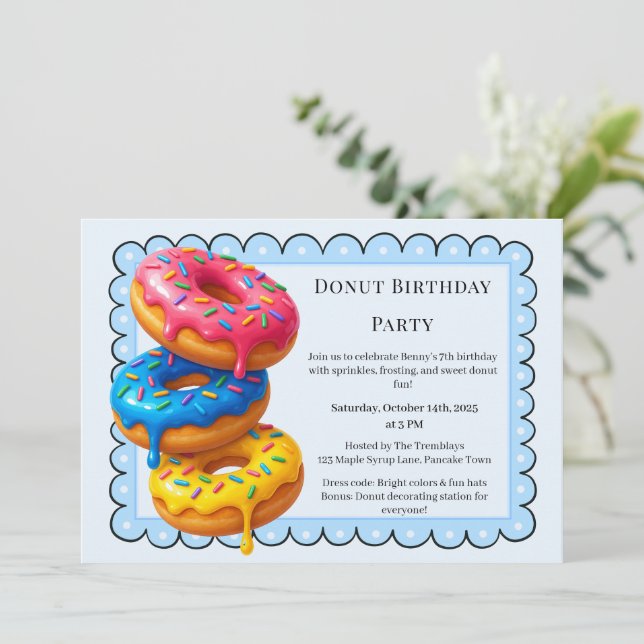 Convites Doce Rosquinha Brunch | Celebração de Aniversário (Em pé/Frente)