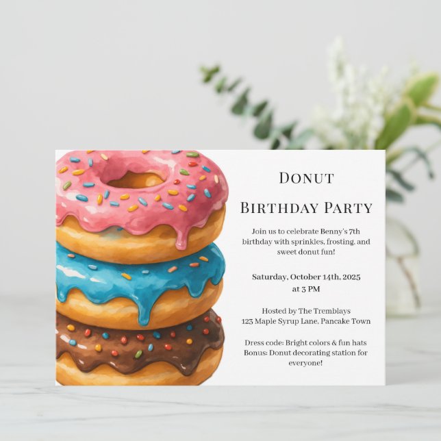 Convites Doce Rosquinha Brunch | Celebração de Aniversário (Em pé/Frente)