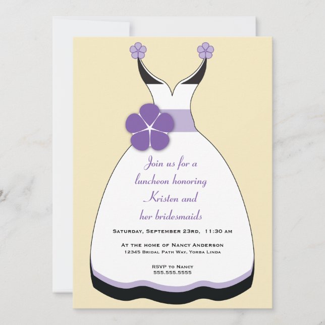 Convites Doce Roxo e Vestido de Casamento de Baunilha (Frente)