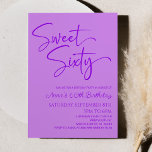 Convites Doce Roxo Sessenta Festa de aniversário Mínima 60ª<br><div class="desc">Este é um Convite de aniversário 60 Moderno e Doce Roxo e Minimalista!</div>