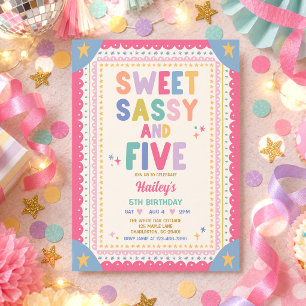 Convites Doce Sassy E Cinco Menina Caprichosa 5º Aniversári