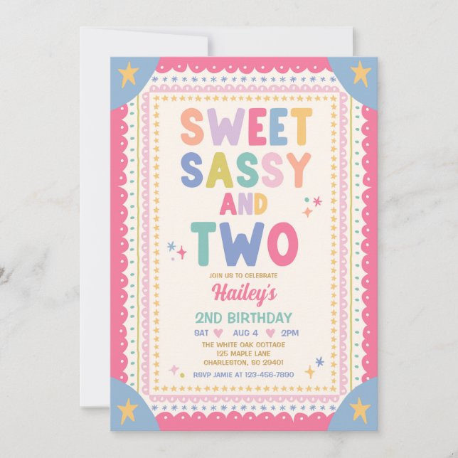 Convites Doce Sassy E Duas Meninas Caprichosas 2º Aniversár (Frente)